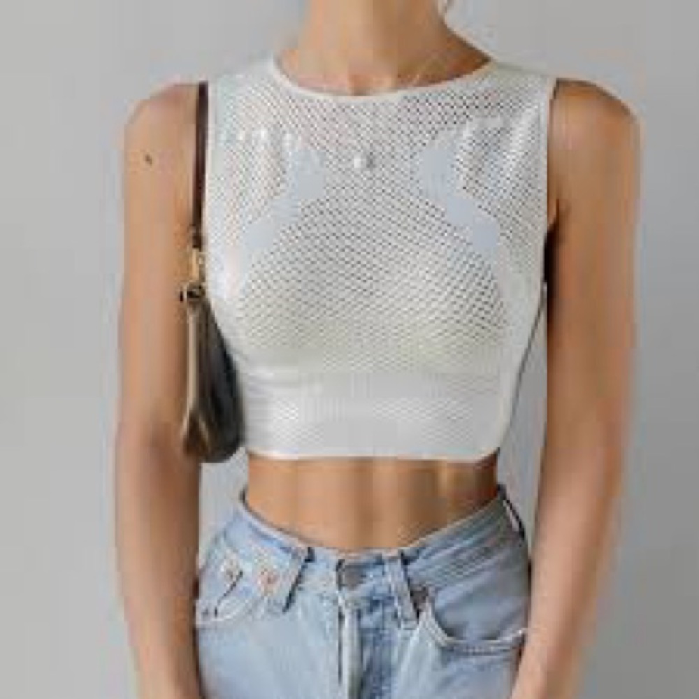 Urban Outfitters Ivory Mesh Tank